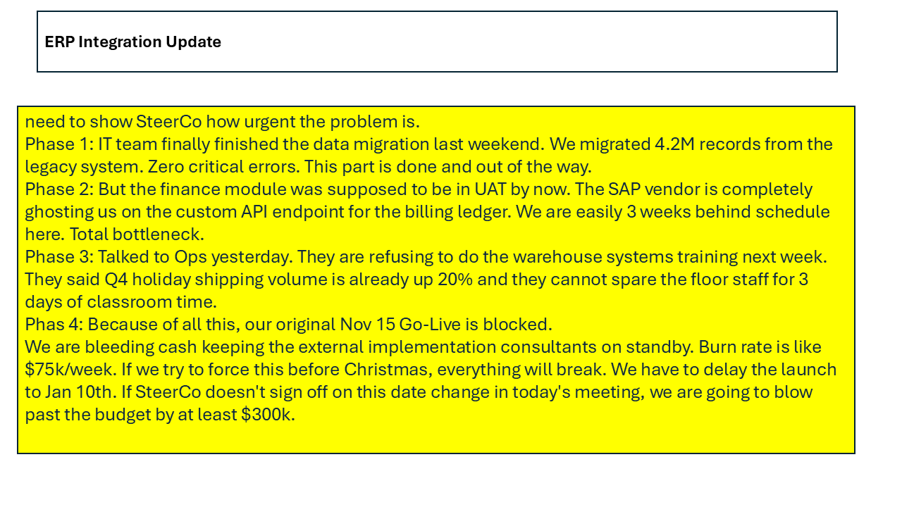 Raw ERP integration update before conversion