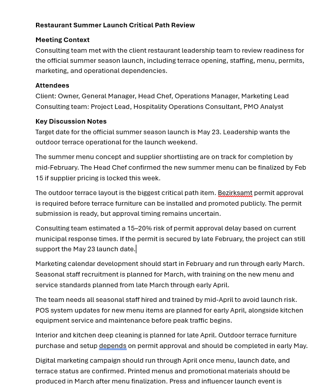 Raw permit timeline and launch-risk notes before conversion
