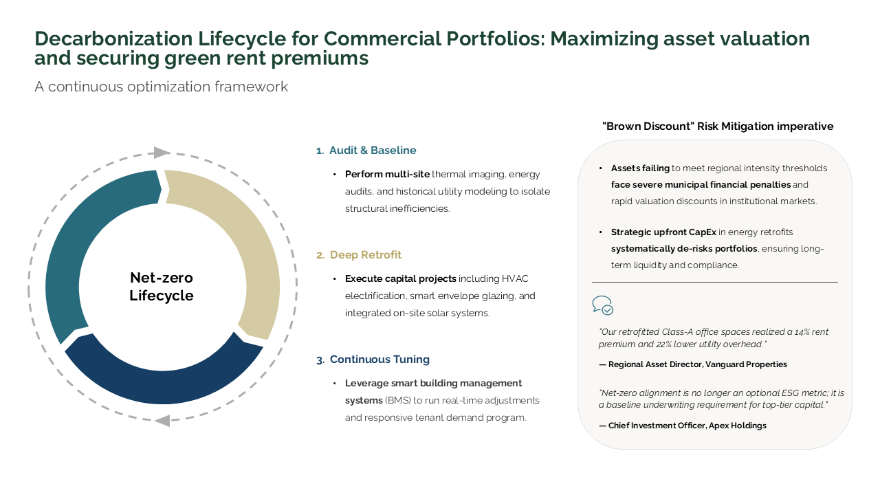 Board-ready decarbonization lifecycle slide after redesign