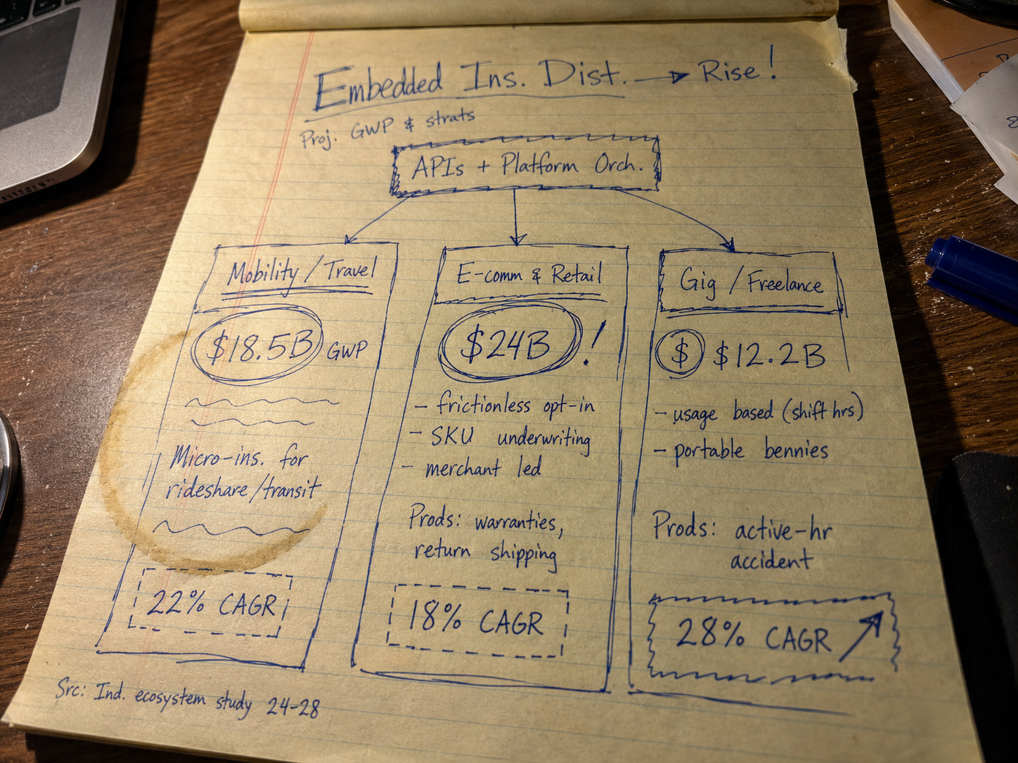 Handwritten Ecosystem-Led Distribution sketch before conversion